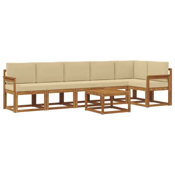 vidaXL Utomhussoffset med kudde 7 pcs Naturlig och Beige Köp nu