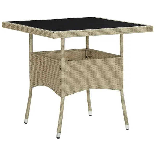 Bästa pris vidaXL Trädgårdsbord beige konstrotting och glas
