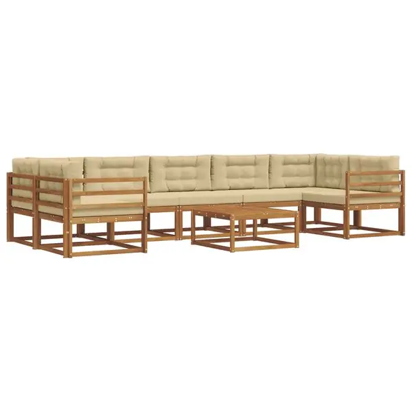 vidaXL Utomhussoffset med kudde 8 pcs Naturlig och Beige Rea