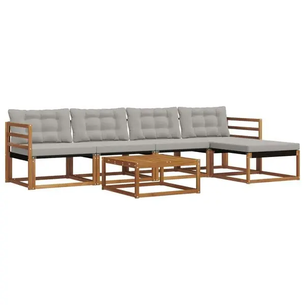 Outlet vidaXL Utomhussoffset med kudde 6 pcs Naturlig och Ljus Grå