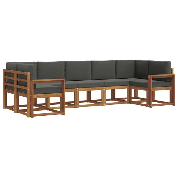 Kampanjpris vidaXL Utomhussoffset med kudde 7 pcs Naturlig och Antracit