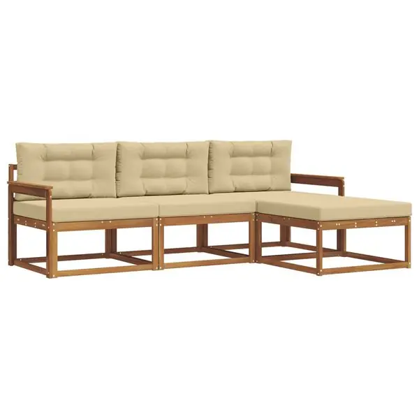 Beställ nu vidaXL Utomhussoffset med kudde 4 pcs Naturlig och Beige