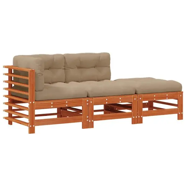 Handla nu vidaXL Trädgård loungemöbler 3 pcs Vaxad brun Massiv furu
