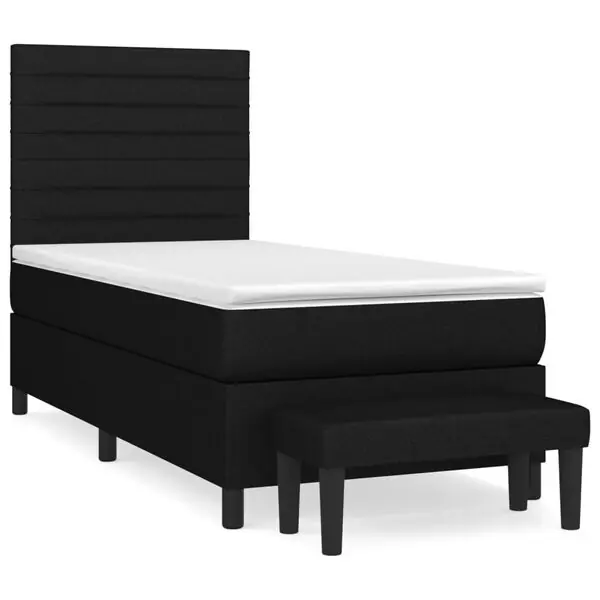 vidaXL Ramsäng med madrass svart 90x200 cm tyg Snabb leverans