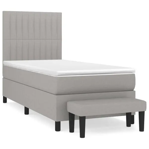 vidaXL Ramsäng med madrass ljusgrå 100x200 cm tyg Beställ idag