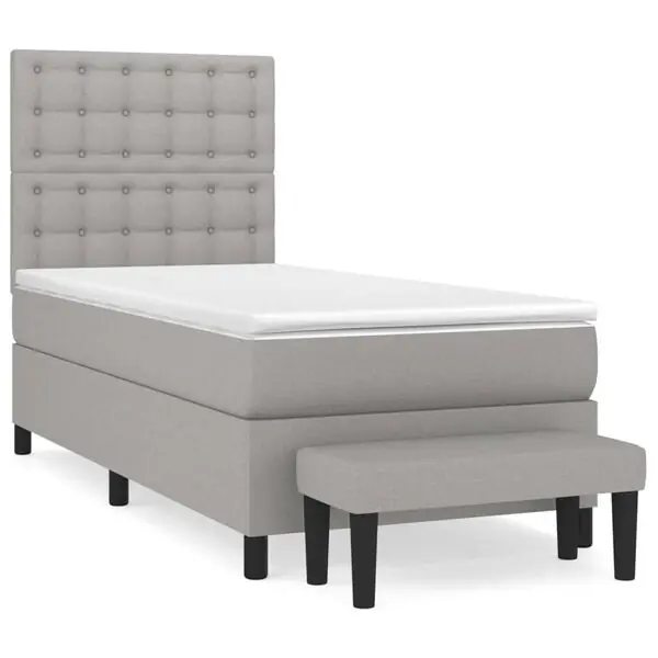 vidaXL Ramsäng med madrass ljusgrå 90x200 cm tyg Kundfavorit