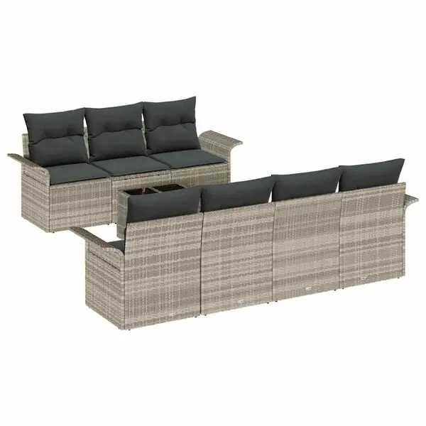 vidaXL Trädgårdsoffset 8 pcs Ljusgrå och mörkgrå konstrotting Nyhet