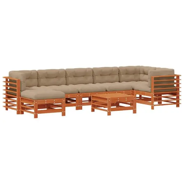 Rea vidaXL Trädgård loungemöbler 8 pcs VaxBrun Massiv furu