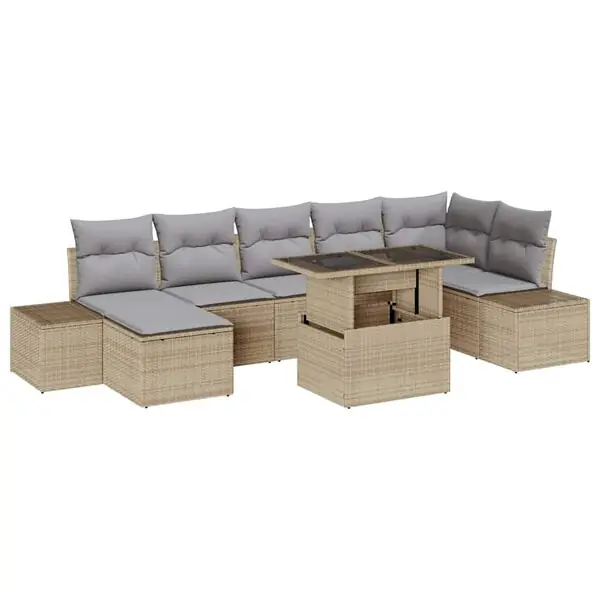Fynd vidaXL Trädgårdsoffset med kudde 8 pcs beige och ljusgrå