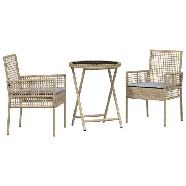 Utförsäljning vidaXL Trädgårds Bistro Set 3 pcs Beige konstrotting