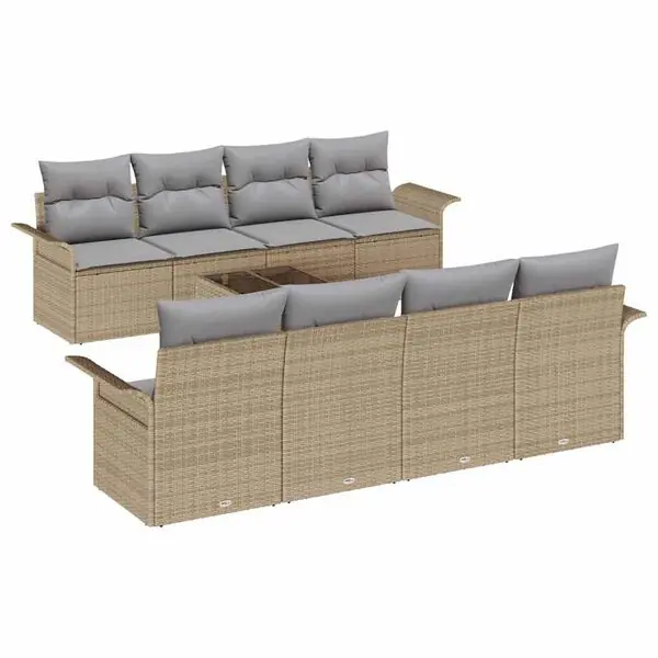 Utförsäljning vidaXL Trädgårdsoffset 9 pcs Beige Poly rattan
