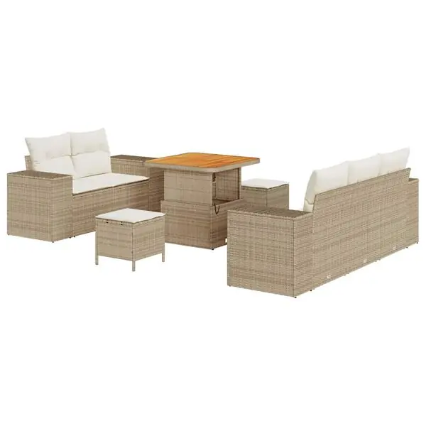 Expressleverans vidaXL Trädgårdsoffset 8 pcs Beige och gräddfärgad Poly Rattan