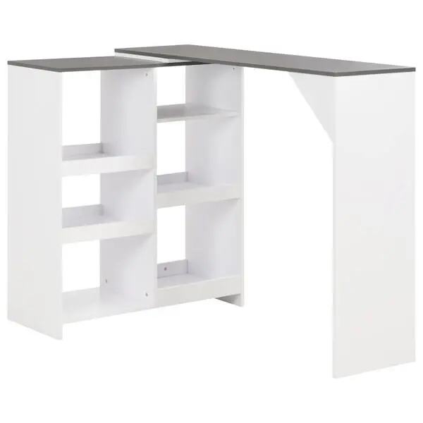 vidaXL Barbord med flyttbar hylla vit 138x39x110 cm Utförsäljning
