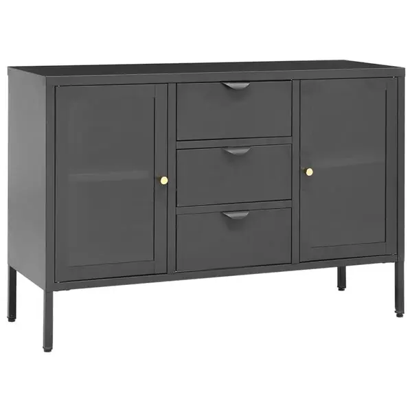 vidaXL Skänk antracit 105x35x70 cm stål och härdat glas Kampanjpris