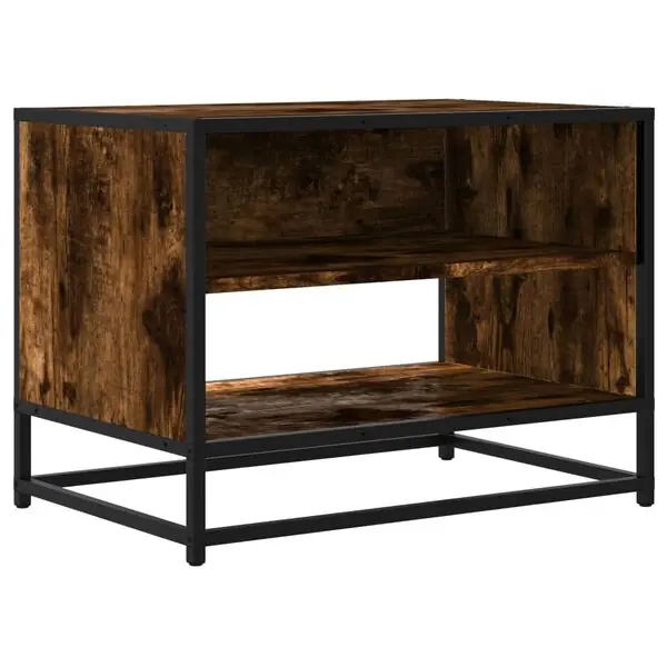 vidaXL Tv-bänk rökfärgad ek 61x40x46 cm konstruerat trä och metall Handla nu