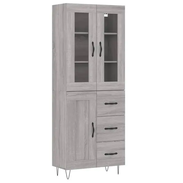 vidaXL Högskåp Grå Sonoma 69,5x34x180 cm konstruerat trä Premium