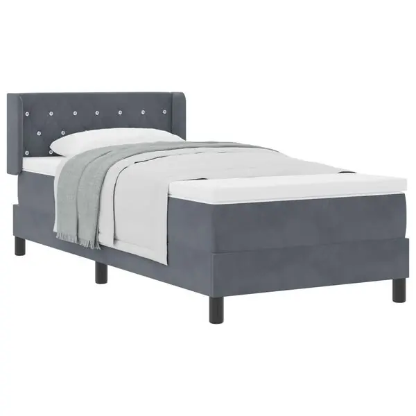 vidaXL Bäddfjäder med huvudgavel Mörkgrå 200 x 90 cm Sammet Kampanjpris