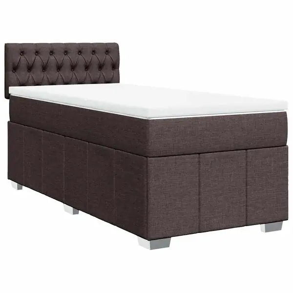vidaXL Ramsäng med madrass mörkbrun 90x200 cm tyg Erbjudande
