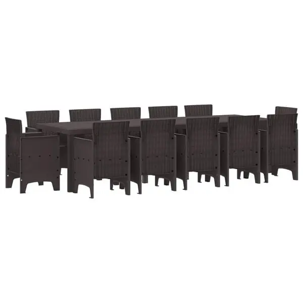 Sänkt pris vidaXL Trädgårdsmöbelset 13 pcs Brun Poly rattan