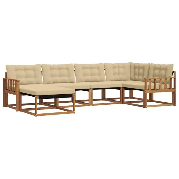 Nyhet vidaXL Utomhussoffset med kudde 6 pcs Naturlig och Beige
