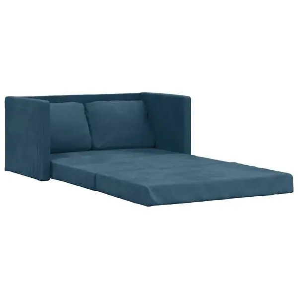 vidaXL Golvbäddsoffa 2-i-1 blå 122x204x55 cm sammet Extra rabatt