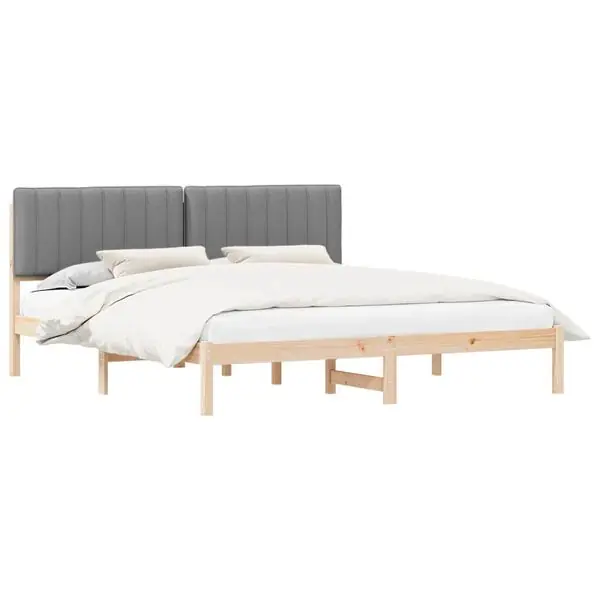 Populärt val vidaXL Sängram med Klädd Huvudgavel Ljusgrå 180 x 200 cm Massivt furu