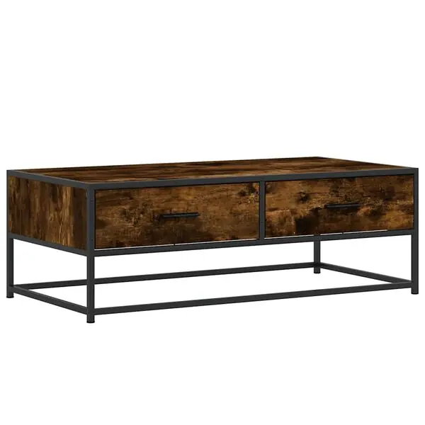 Fri frakt vidaXL Soffbord rökfärgad ek 100x50x35 cm konstruerat trä och metall