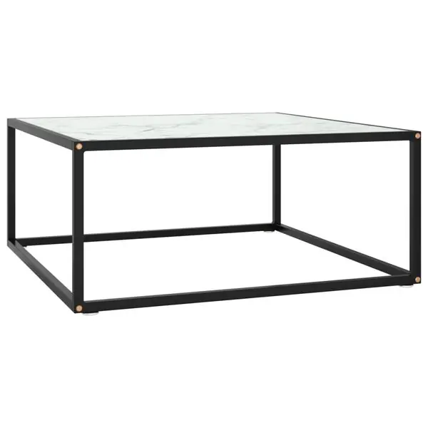 vidaXL Soffbord med svart vit marmor glas 80x80x35 cm risnedsättning