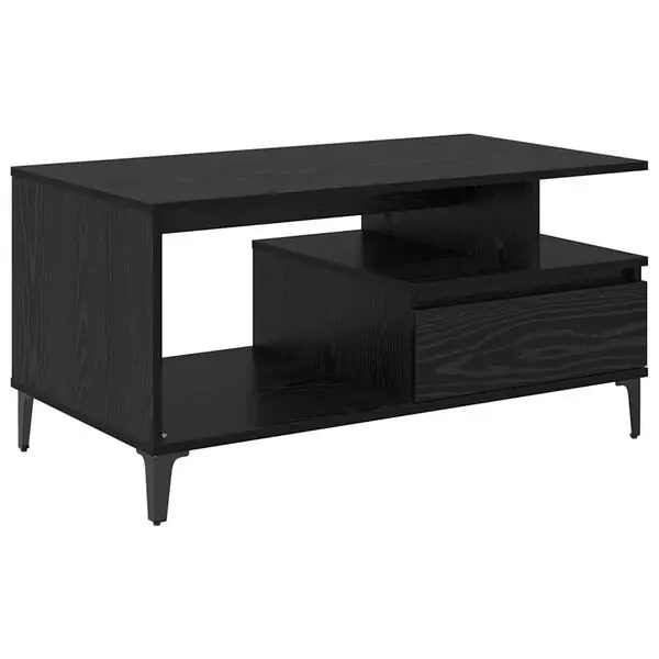 Premium vidaXL Kaffeebord med låda Svart Ek 90 x 49 x 45 cm Konstruerat trä