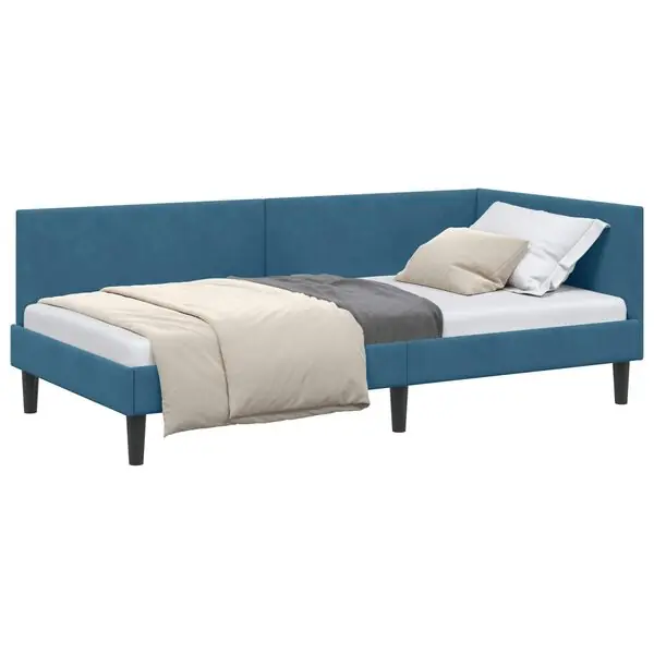 Populär vidaXL Hörn Sängram med huvudgavel Blå 80 cm x 200 cm Sammet