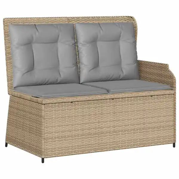 vidaXL Trädgårdsbänk med kudde Beige och Grå konstrotting Bästa pris