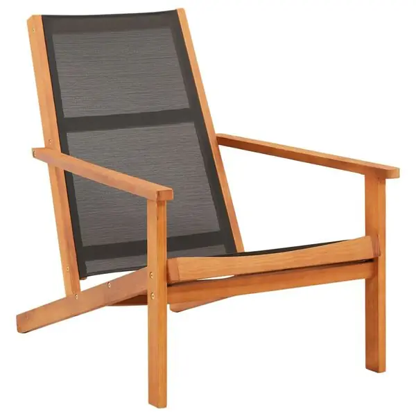 Snabb leverans vidaXL Trädgårdsfåtölj svart massivt eukalyptusträ och textilene