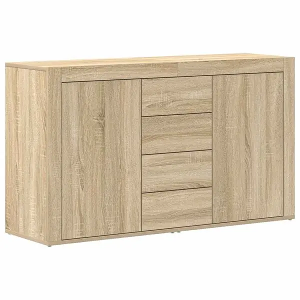 vidaXL Sideboard med låda Sonoma-ek 120 x 36 x 69 cm Konstruerat trä Premium