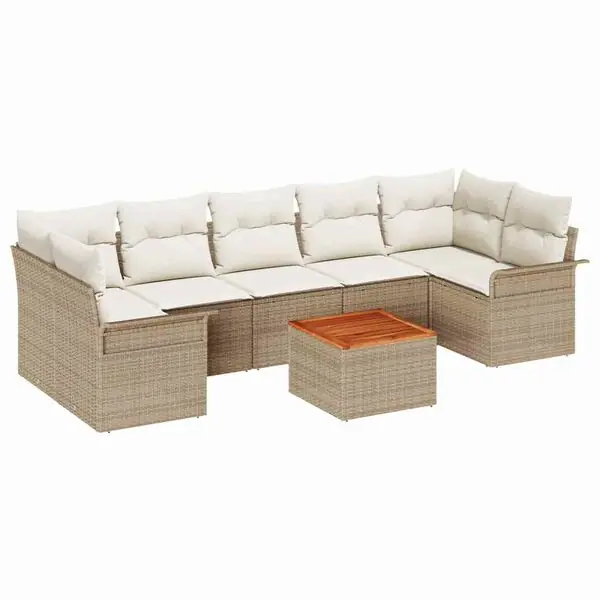 vidaXL Trädgårdsoffset 8 pcs Beige och gräddfärgad konstrotting Rea