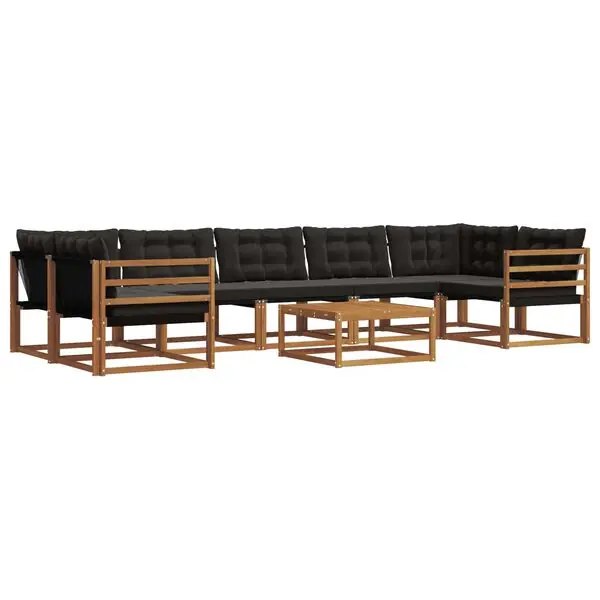 Trygg betalning vidaXL Utomhussoffset med kudde 8 pcs Naturlig och svart