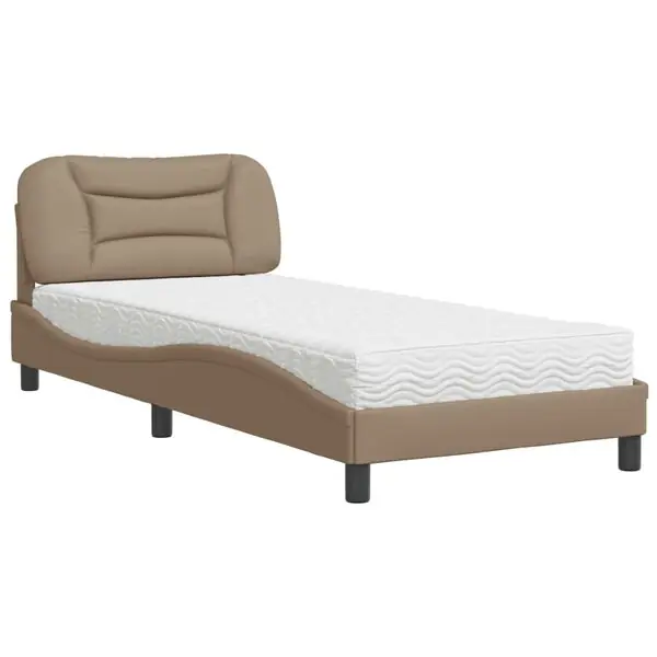 Bästa pris vidaXL Bed with Mattress "Hvar" Cappuccino 80x200 cm Faux Leather