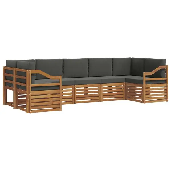 vidaXL Sektionsoffgrupp med kudde 7 pcs Naturlig och Antracit Premium