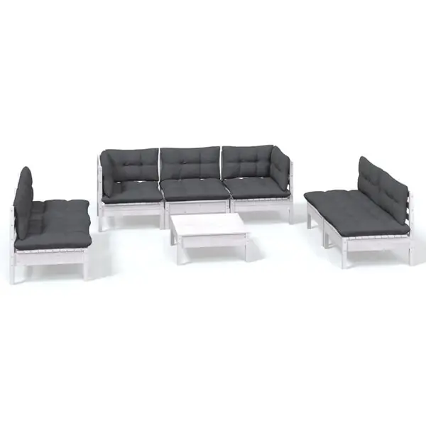 vidaXL Loungegrupp med dynor 8 delar massiv furu Lågt pris
