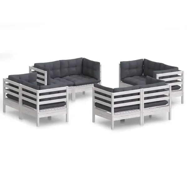 vidaXL Loungegrupp med antracit dynor 8 delar massiv furu Expressleverans