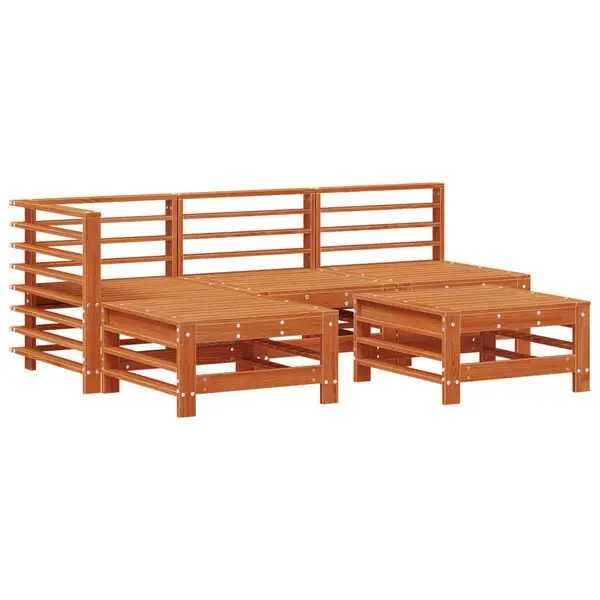 Reapris vidaXL Trädgård loungemöbler 5 pcs VaxBrun Massivt furu