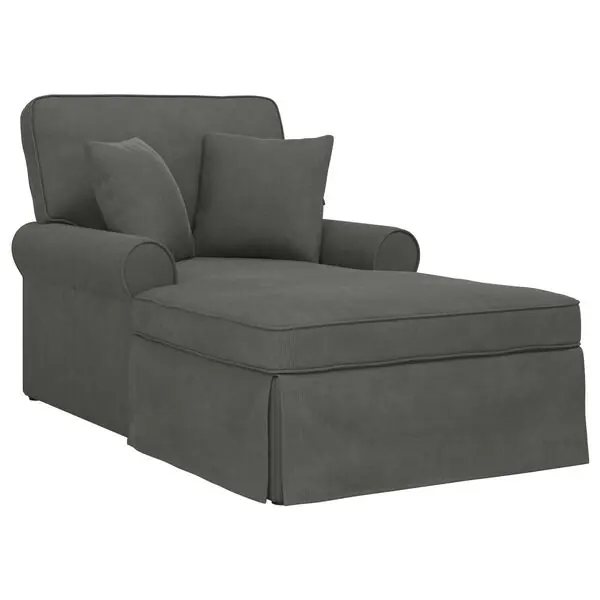 Extra rabatt vidaXL Chaise Lounge med Kjol med kudde 3 pcs Mörkgrå Kordread tyg
