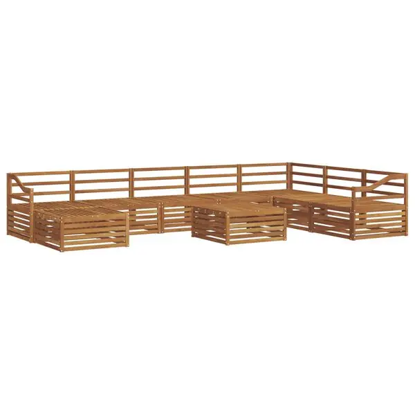 vidaXL Utomhussoffset 9 pcs Naturfärg Massivt Akaciaträ Snabb leverans