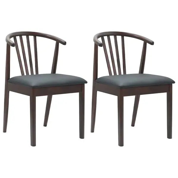 vidaXL Matstol 2 pcs Ljusbrun och svart Massivt gummiträ Fynd