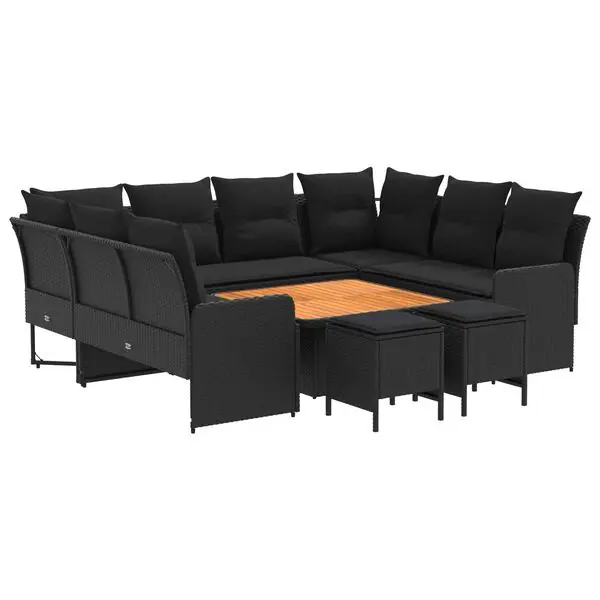 vidaXL Möbelset med kudde 8 pcs Svart PE Rattan Endast denna vecka