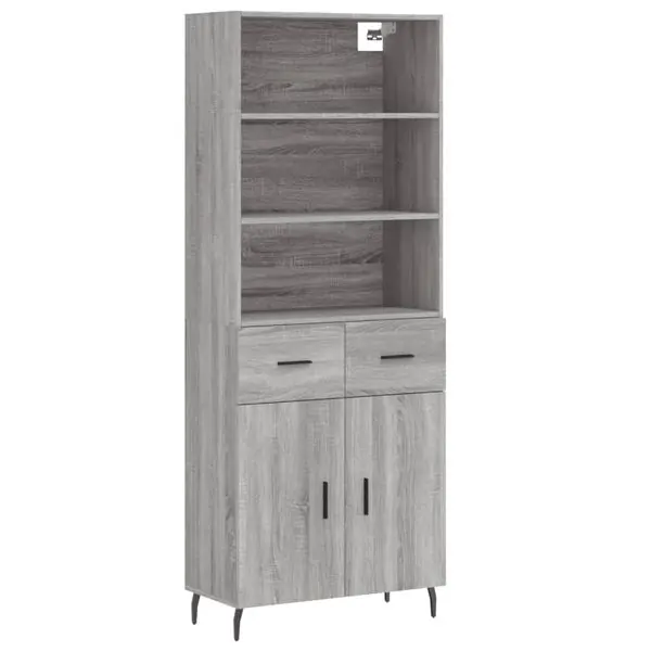 Premium vidaXL Högskåp Grå Sonoma 69,5x34x180 cm konstruerat trä