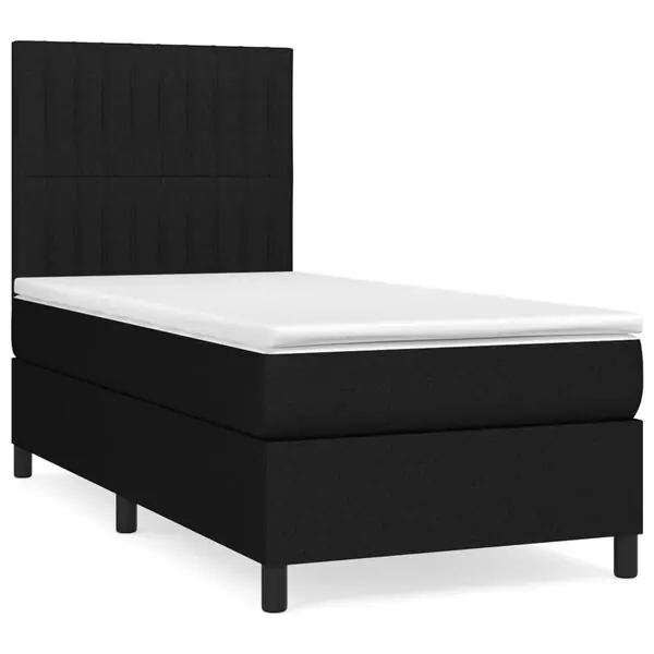 Säker betalning vidaXL Ramsäng med madrass svart 90x190 cm tyg