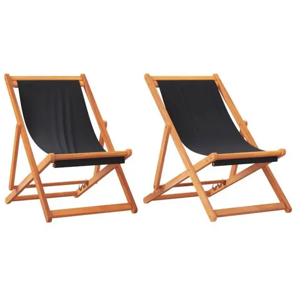 Kundfavorit vidaXL Hopfällbara strandstolar 2 st svart tyg