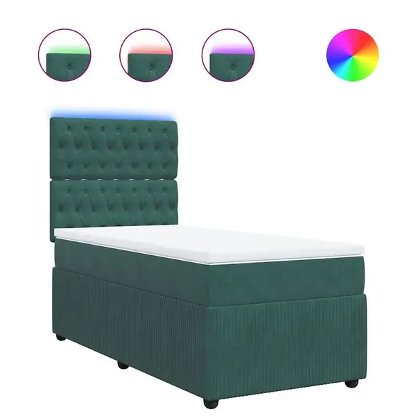 vidaXL Ramsäng med madrass mörkgrön 90x190 cm sammet Outlet