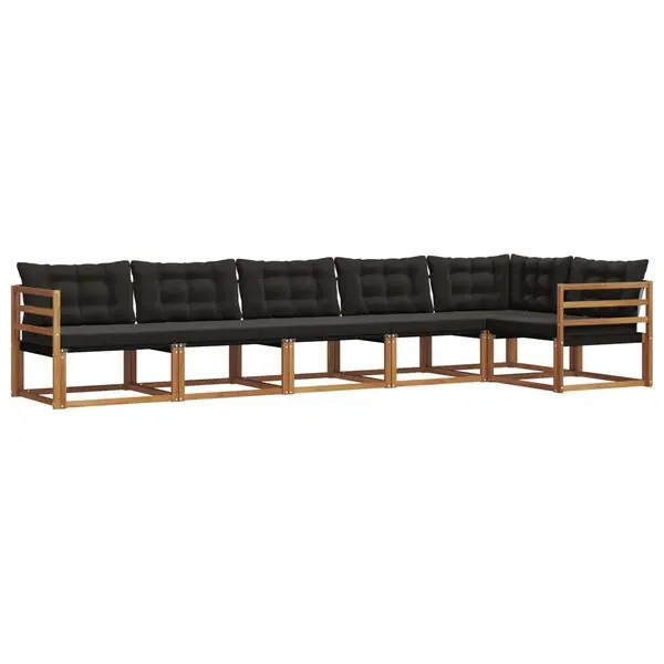 Kampanj vidaXL Utomhussoffset med kudde 6 pcs Naturlig och svart