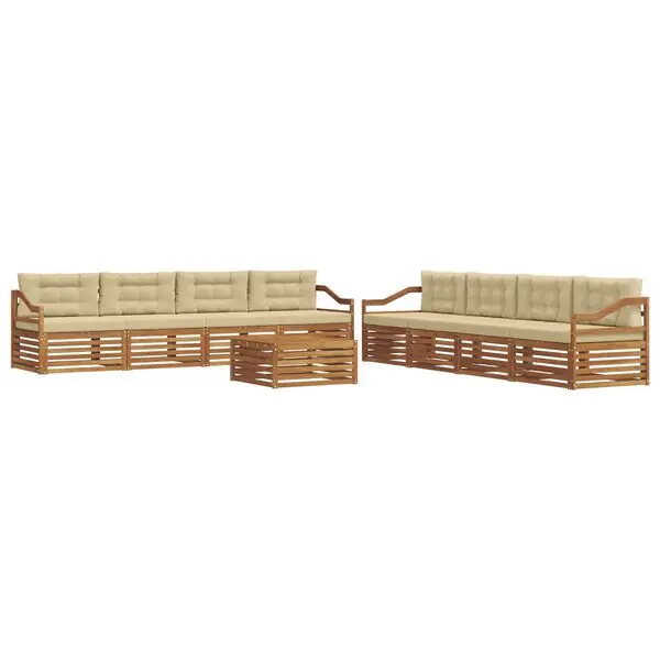 Populärt val vidaXL Utomhussoffset med kudde 9 pcs Naturlig och Beige